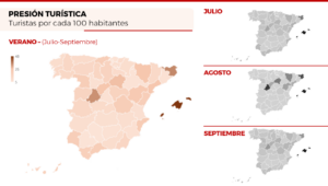 Presión turística por provincias - verano 2023