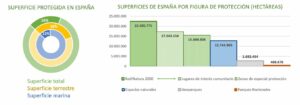Superficie protegida por figuras de protección de la naturaleza en España