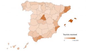 Tourists received by Spain - Summer 2022